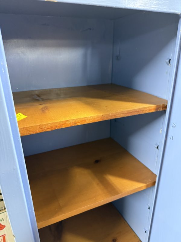 Vintage Blue Metal Cabinet with Adjustable Shelves - Image 3