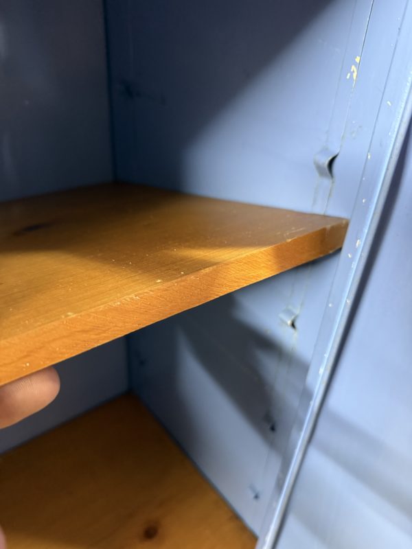 Vintage Blue Metal Cabinet with Adjustable Shelves - Image 4