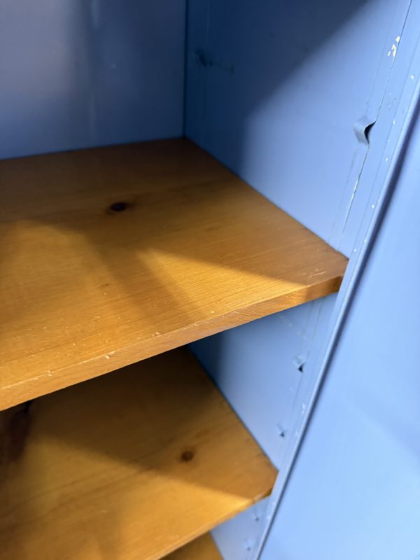 Vintage Blue Metal Cabinet with Adjustable Shelves - Image 5