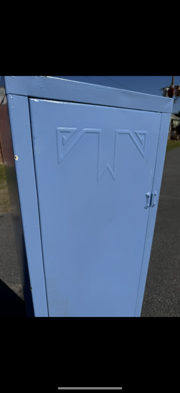 Vintage Blue Metal Cabinet with Adjustable Shelves - Image 17