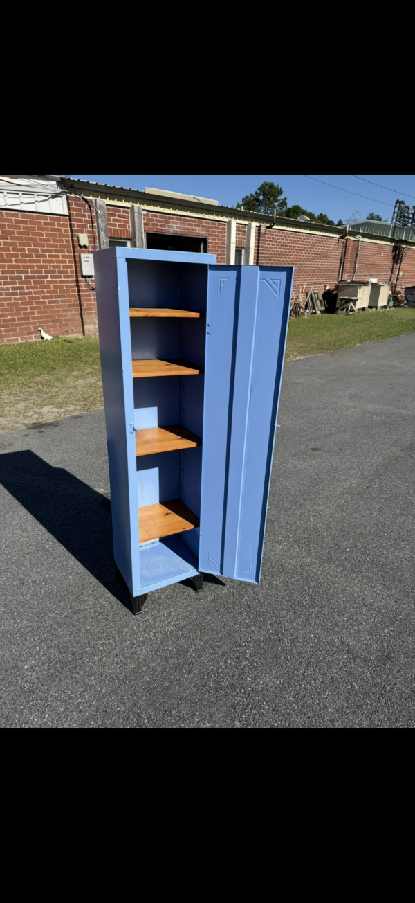 Vintage Blue Metal Cabinet with Adjustable Shelves - Image 18