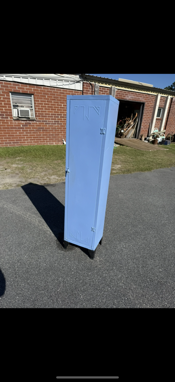 Vintage Blue Metal Cabinet with Adjustable Shelves