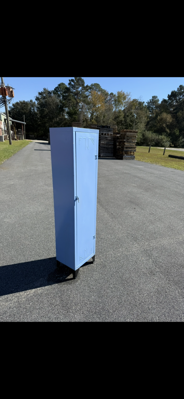 Vintage Blue Metal Cabinet with Adjustable Shelves - Image 24